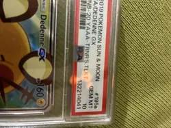 2019 POKEMON SUN & MOON UNBROKEN BONDS #195A FULL ART DEDENNE GX PSA 10 - Image 2