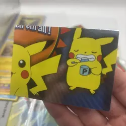 Pikachu Brushing His Teeth P04- Silver Foil -[NM]- Pokemon Topps Series 3 - Image 1