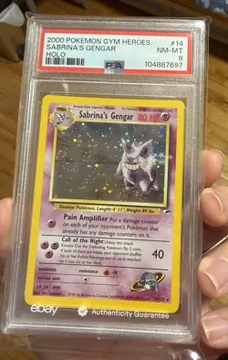 2000 Pokemon Gym Heroes #14 Swirl Sabrina's Gengar Holo PSA 8 NM-MT - Image 4