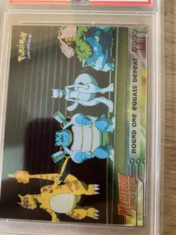 TOPPS POKEMON THE MOVIE EDT 26 MOVIE EDITION ROUND ONE EQUALS DEFEAT FOIL PSA 9 - Image 3
