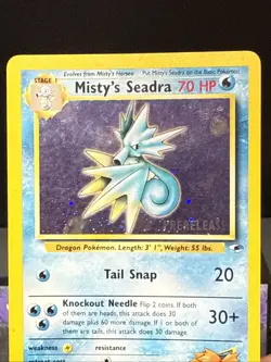 Pokemon Card Misty's Seadra 9/132 Gym Heroes Holo Rare WOTC Prerelease LP - Image 2
