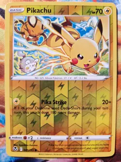 Pikachu Reverse Holo Pokemon Card, Silver Tempest, 049/195 - Image 1