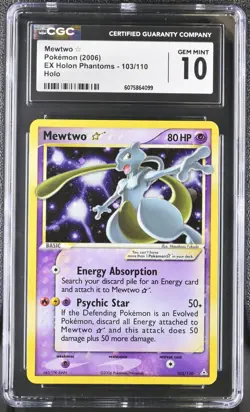 CGC 10 GEM MINT Mewtwo Gold Star EX Holon Phantoms 103/110 Holo Pokemon Card - Image 1