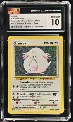 CGC 10 GEM MINT Chansey 015/034 CLV TCG Classic Venusaur Deck Holo Pokemon 2023 - Image 1