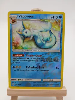 Vaporeon 42/236 - Cosmic Eclipse - Uncommon Reverse Holo LP Pokemon Card, 2019 - Image 1