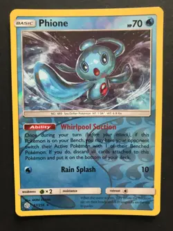 Phione 57/236 SM Cosmic Eclipse REVERSE HOLO RARE Pokemon Card Near Mint - Image 1