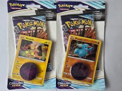 2 x Pokemon Chilling Reign Checklane booster packs, Morpeko & Phanpy promos - Image 1