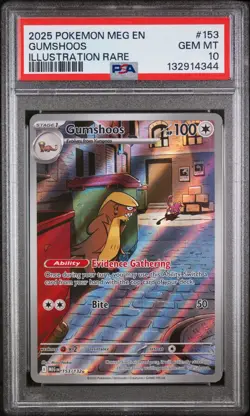 2025 POKEMON MEG EN-MEGA EVOLUTION ILLUSTRATION RARE #153 GUMSHOOS PSA 10 DONALD - Image 1
