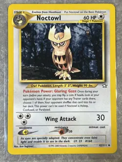 Noctowl 42/111 Pokemon TCG Vintage Neo Genesis Regular Non-Holo (Light Play) 1 - Image 1