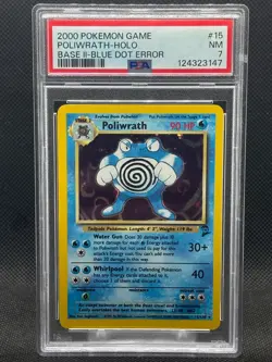 2000 Pokemon TCG Card PSA 7 NM Poliwrath BLUE DOT ERROR Base Set 2 15/130 Holo - Image 1