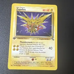 Zapdos 30/62 Rare 1st Edition Fossil Pokemon Card - Image 1