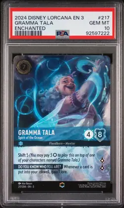 Disney Lorcana Into The Inklands Enchanted Card #217 Gramma Tala PSA 10 - Image 1