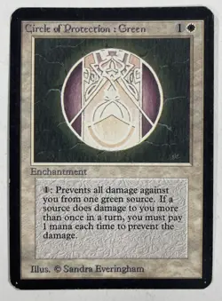 Circle Of Protection: Green Alpha MP Moderate Play MTG Magic The Gathering B - Image 1