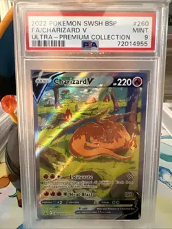 Pokemon 2022 Black Star Promo Charizard v SWSH260 Ultra Premium Collection PSA 9 - Image 1