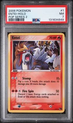 2006 Pokemon Entei-holo Pop Series 2 1/17 PSA 7 NM - Image 1