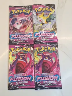 Pokemon TCG Sword & Shield Fusion Strike 4 Booster Packs Pokemon Center - Image 1