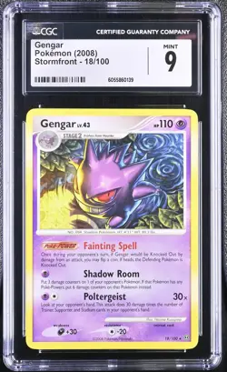 CGC 9 MINT Gengar 2008 Stormfront 18/100 Pokemon Card - Image 1