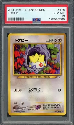 PSA 10 Togepi Neo Genesis No. 175 Japanese Pokemon Card B6 - Image 1