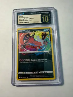 CGC Pristine 10 Gem Mint Yveltal Amazing Rare Shining Fates 046/072 Pokemon Card - Image 1