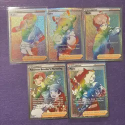 Lot Of 5 Secret Rainbow Trainer Pokemon Cards Mint - Kabu Klara Bede Piers Breed - Image 1