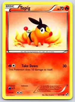 Tepig - Black White 16/114 Pokemon Card MP - Image 1