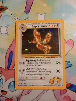 Pokemon TCG Lt. Surge's Fearow Holo Rare Card 7/132 Gym Heroes - Image 1