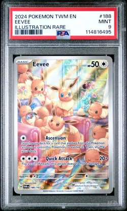 Pokemon Eevee #188 Illustration Rare Twilight Masquerade PSA 9 Mint - Image 1