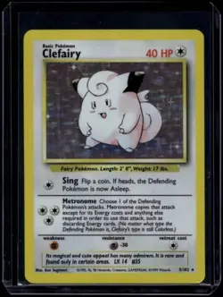 Pokemon TCG Clefairy 5/102 Base Set Holo HP - Image 1
