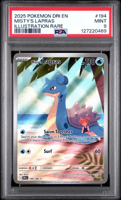 2025 Pokemon Dri En-Destined Rivals #194 Misty's Lapras Illustration Rare PSA 9 - Image 1