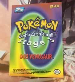 Pokemon Topps - Venusaur #E3 (Blue Logo) - TV Animation Edition - LP - Image 2
