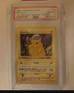 1999 POKEMON GAME PIKACHU 1ST EDITION YELLOW CHEEKS #58 GEM MT PSA 10 - Image 1