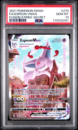 2021 POKEMON SWORD & SHIELD FUSION STRIKE SECRET FULL ART/ESPEON VMAX PSA 10 - Image 1