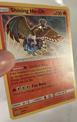 POKEMON Shining Ho-Oh SM70 Sm Holo Black Star Promo LP/MP - Image 2