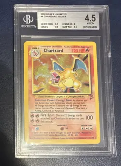 2000 Pokemon Base Set 2 Charizard Holo Beckett BGS 4.5 Rare 4/130 - Image 1