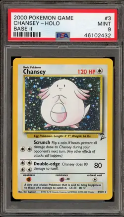 Pokemon Chansey Base Set 2 Holo Rare #3 PSA 9 Mint - Image 1