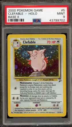 Pokemon Clefable Base Set 2 Holo Rare #5 PSA 9 Mint - Image 1