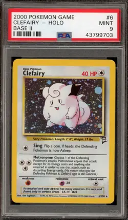 Pokemon Clefairy Base Set 2 Holo Rare #6 PSA 9 Mint - Image 1