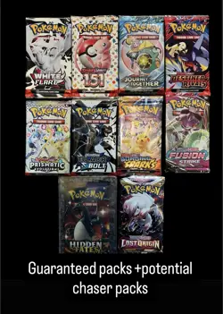 7 Pokemon TCG Sealed Variety Booster Packs Guaranteed + Chaser Packs U Mystery - Image 3