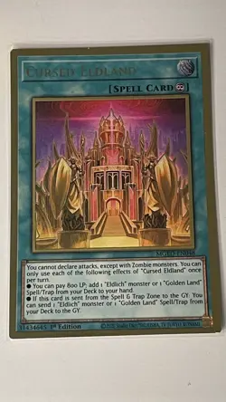 Cursed Eldland MGED-EN048 Gold Rare NM 1st Ed Yugioh - Image 1