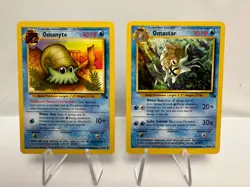 Omanyte 52/62 & Omastar 40/62 - Fossil - Pokemon TCG 2 Card Lot MP/LP - Image 1