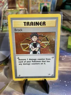 Pokemon TCG Card Brock Gym Heroes 2000 Unlimited Holo Rare - Image 1