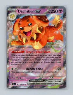 Pokemon TCG Dachsbun ex 067/142 2024 Stellar Crown Double Rare Card - NM - Image 1