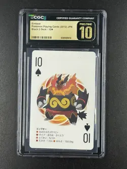 2012 POKEMON PLAYING CARDS JPN WHITE 2 DECK #10 OF SPADES EMBOAR CGC 10 PERFECT - Image 1