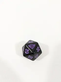 MTG d20 Spindown 20-side Life Counter die Lord of the Rings Black & Purple - Image 1