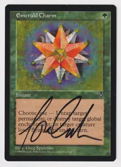 Signed Emerald Charm LP Visions Artist Greg Spalenka 1996 WOTC MTG Magic Vintage - Image 1