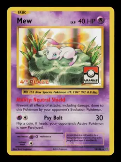 Pokemon Card Mew 4th Place League Challenge 53/108 Promo Holo Evolutions LP 2016 - Image 1