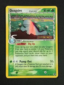 Quagsire 21/101 STAMPED Pokemon Card EX Dragon Frontiers Reverse Holo Rare - Image 1
