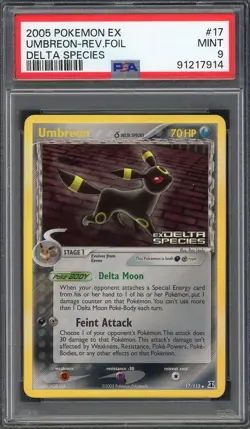 PSA 9 Umbreon EX Delta Species 17/113 Reverse Holo Pokemon Card B4 - Image 1