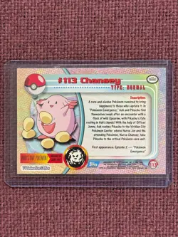 Pokemon Chansey Topps Series TV Animation Edition Holo Foil #113 - Image 2