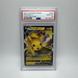2020 Pokemon Sword & Shield Vivid Voltage - Pikachu V #043/185 - PSA 10 GEM MINT - Image 1